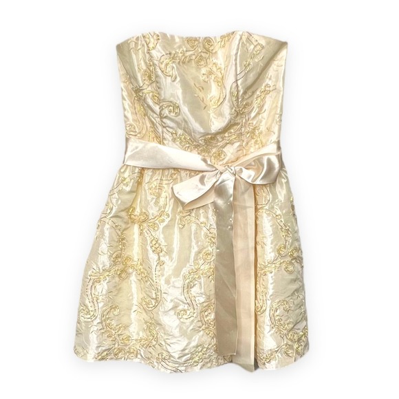 Jessica McClintock Dresses & Skirts - JESSICA McCLINTOCK for GUNNE SAX Gold Strapless Dress 1 Bridal Wedding Short